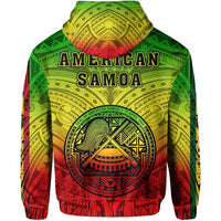 American Samoa Hoodie Zip Rasta Life Style - Polynesian Pride