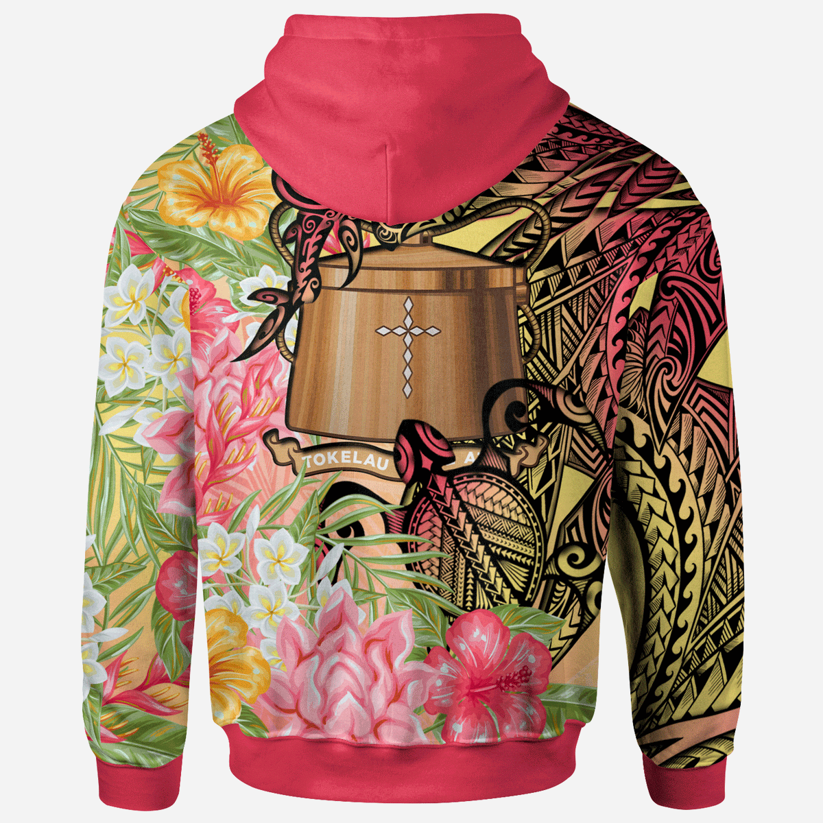 Tokelau Zip Hoodie Flowers Tropical With Sea Animals - Polynesian Pride