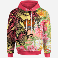 Papua New Guinea Hoodie Flowers Tropical With Sea Animals Unisex Pink - Polynesian Pride