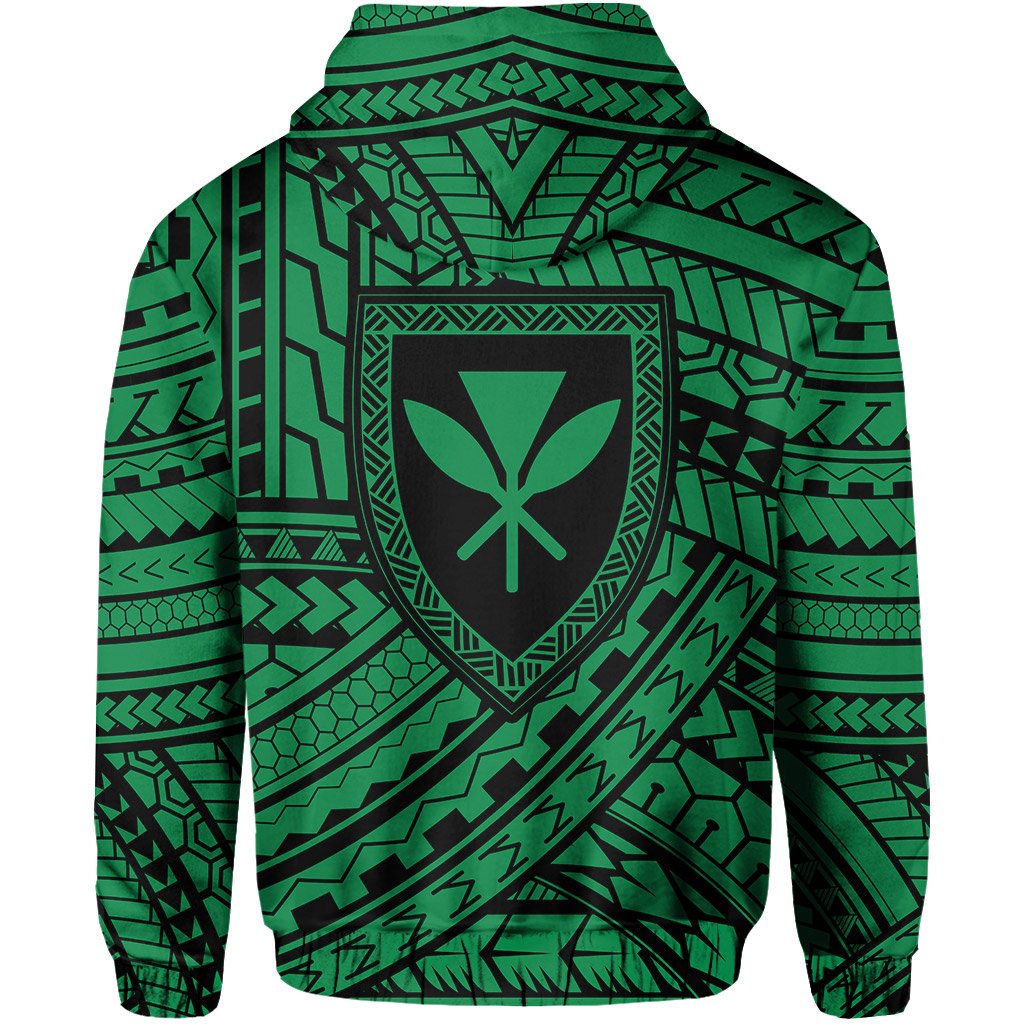 Polynesian Protect Mauna Kea Kanaka Maoli Hawaii Zip Hoodie Green Quarter Style - Polynesian Pride