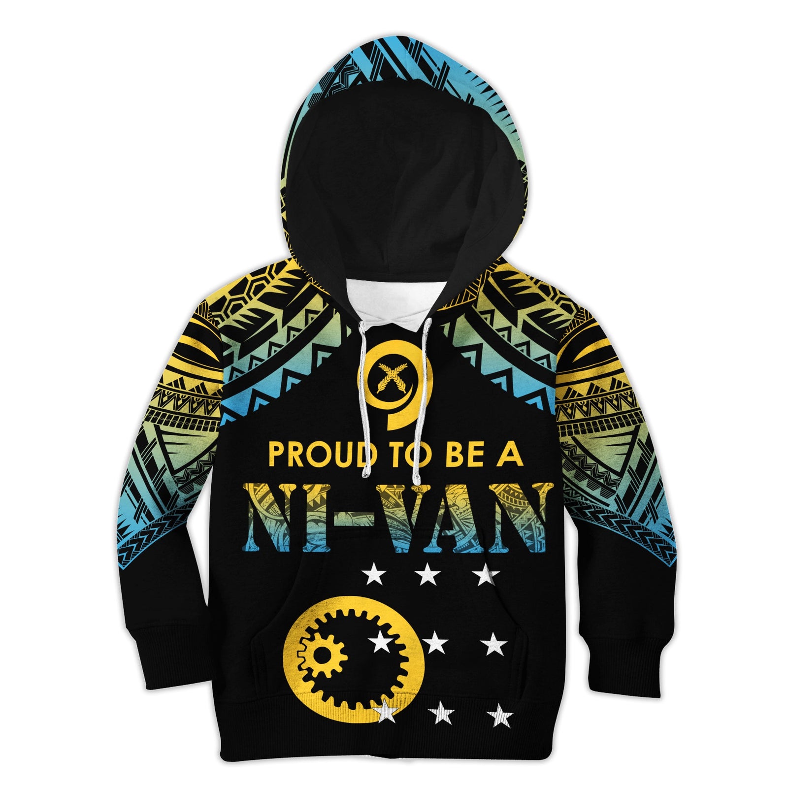 Vanuatu Proud To Be A Ni-Van - Polynesian Pattern KID Hoodie - Sanma Province LT7 Hoodie Black - Polynesian Pride