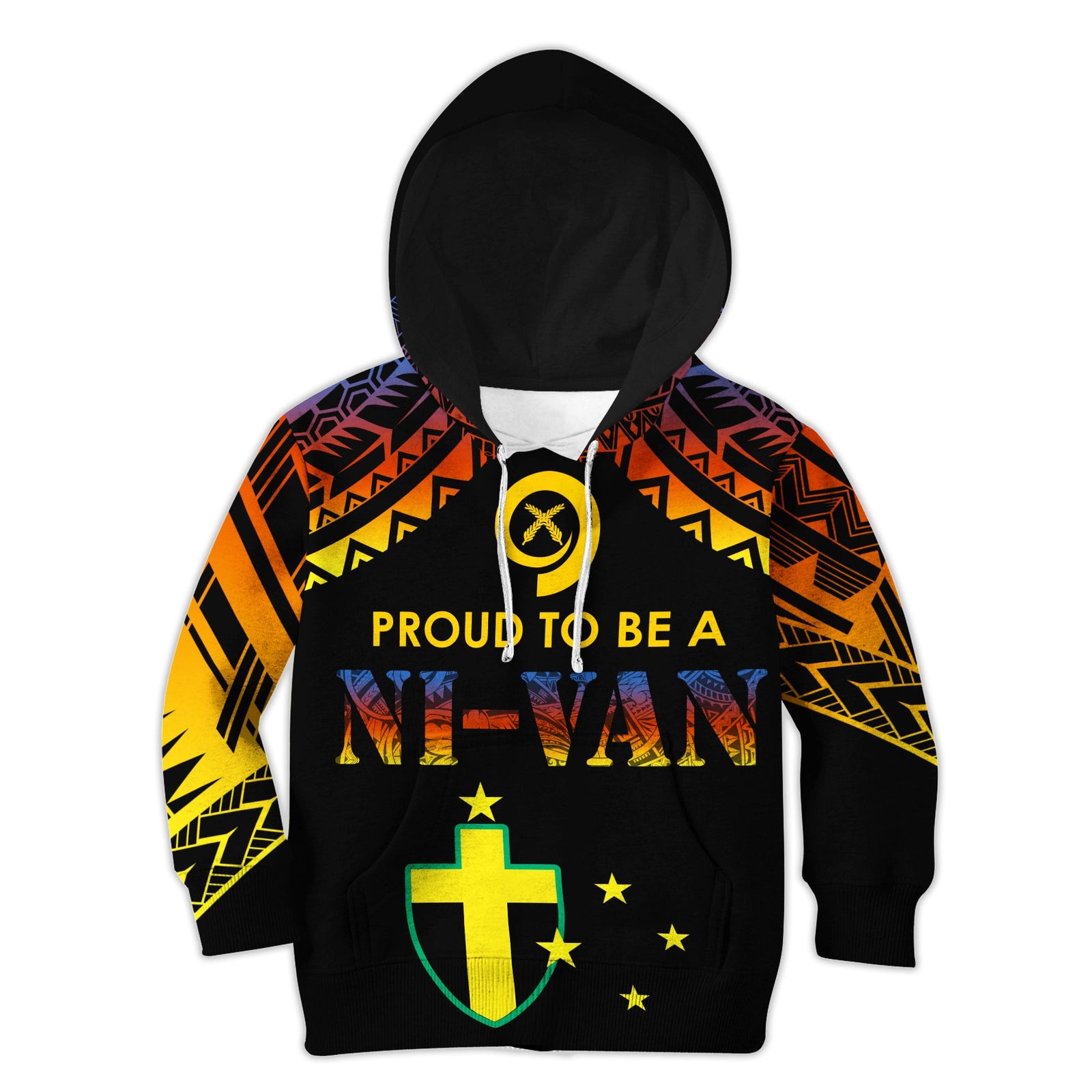 Vanuatu Proud To Be A Ni-Van - Polynesian Pattern KID Hoodie - Tafea Province LT7 Hoodie Black - Polynesian Pride