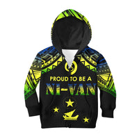 Vanuatu Proud To Be A Ni-Van - Polynesian Pattern KID Hoodie - Malampa Province LT7 Zip Hoodie Black - Polynesian Pride