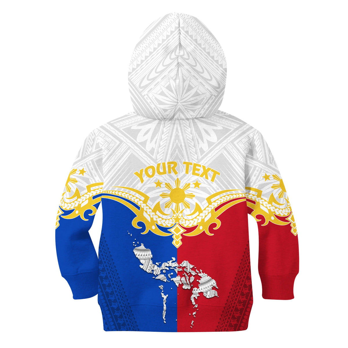 Personalised Philippines Hoodie KID Tribal Mix Style LT7 Zip Hoodie White - Polynesian Pride