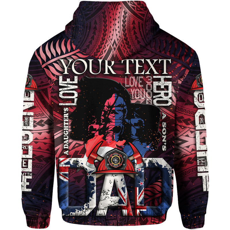 Custom Fathers Day New Zealand Firefighter Dad Hoodie Maori Pattern Style LT9 - Polynesian Pride