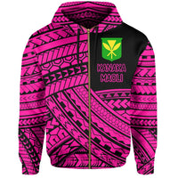 Polynesian Protect Mauna Kea Kanaka Maoli Hawaii Zip Hoodie Pink Quarter Style - Polynesian Pride