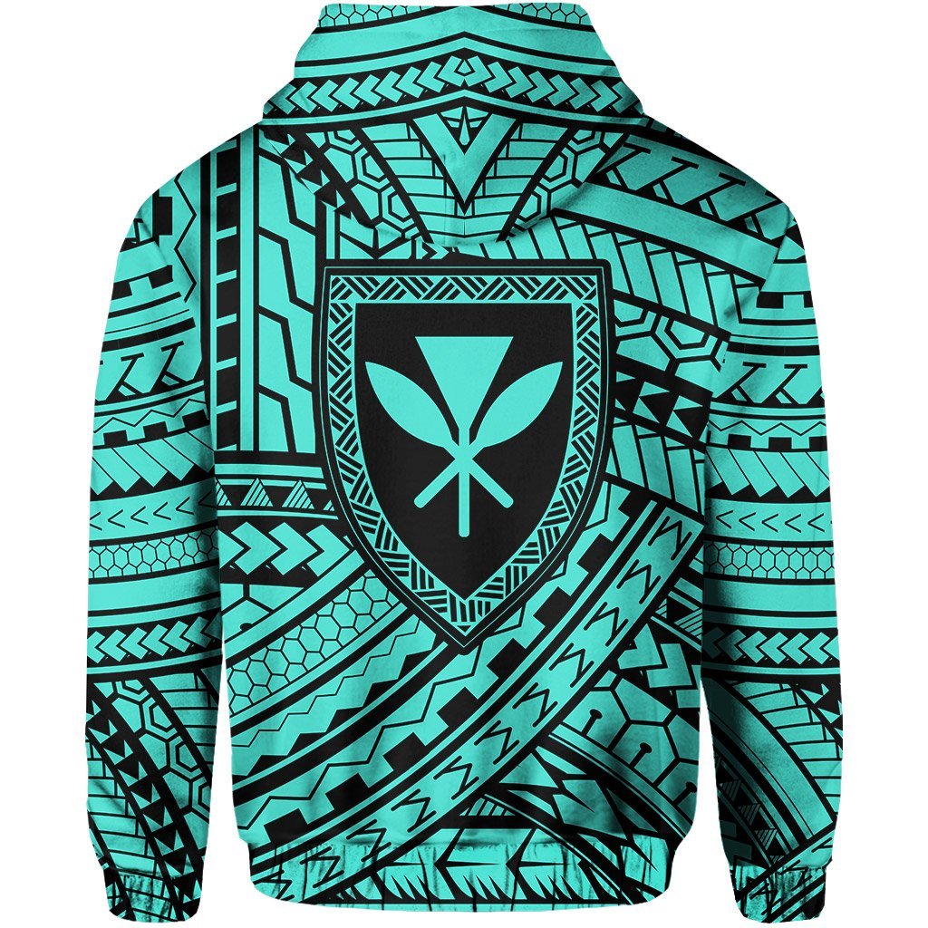 Polynesian Protect Mauna Kea Kanaka Maoli Hawaii Zip Hoodie Turquoise Quarter Style - Polynesian Pride