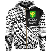 Polynesian Protect Mauna Kea Kanaka Maoli Hawaii Zip Hoodie White Quarter Style - Polynesian Pride