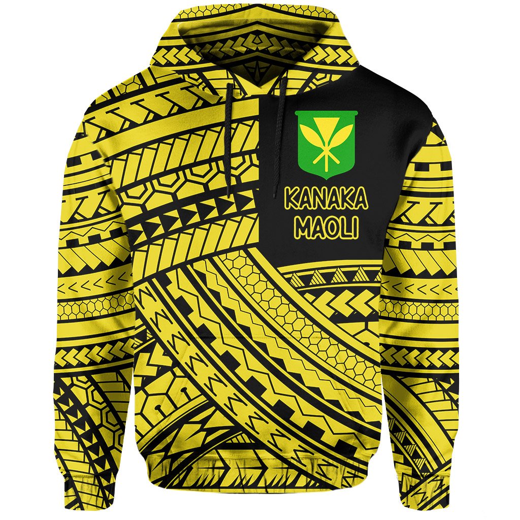Polynesian Protect Mauna Kea Kanaka Maoli Hawaii Hoodie Yellow Quarter Style - Polynesian Pride
