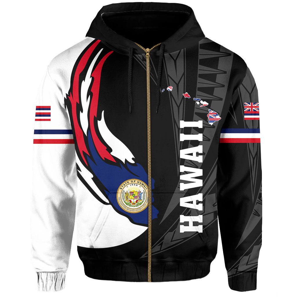 Hawaii Polynesian Coat of Arms Hoodie Zip Ball Style Ver 2.0 - Polynesian Pride