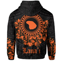 Lanai Map Hibiscus Polynesian Hoodie Zip Lithe Style - Polynesian Pride