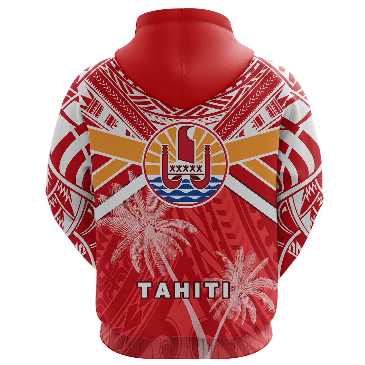 Custom Tahiti Rugby Hoodie Polynesian Coat of Arms and Flag - Polynesian Pride