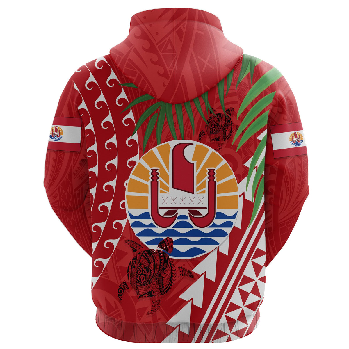 Tahiti Rugby Zip Hoodie Coconut Leaves - Polynesian Pride