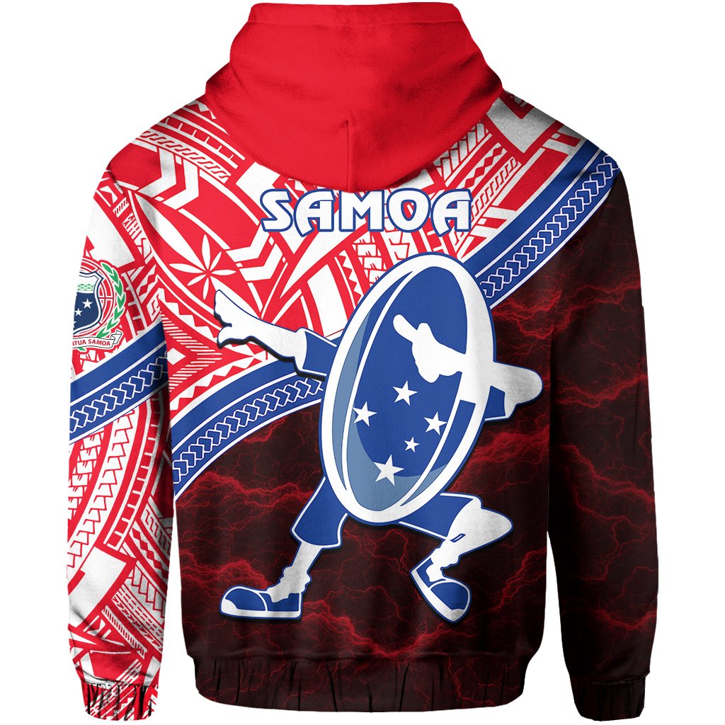 Custom Manu Samoa Rugby Zip Hoodie Dab Trend Creative Red - Polynesian Pride