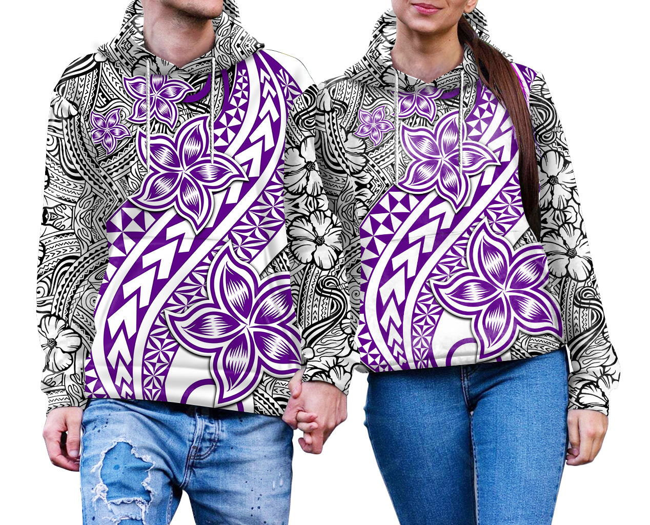 Traditional Polynesian Tribal Tattoo Retro Couple Hoodie Purple LT9 - Polynesian Pride