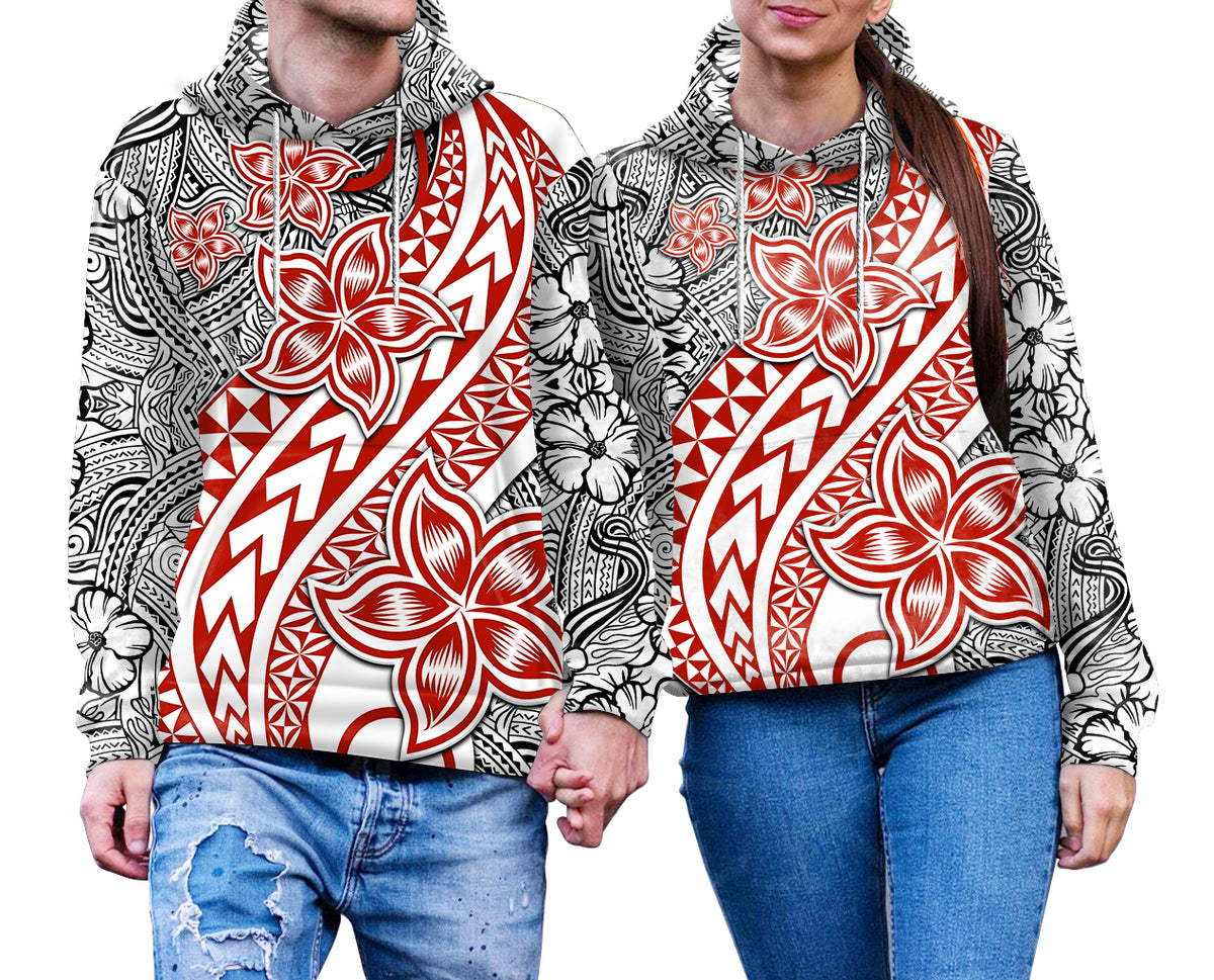 Traditional Polynesian Tribal Tattoo Retro Couple Hoodie Red LT9 No Men - Polynesian Pride