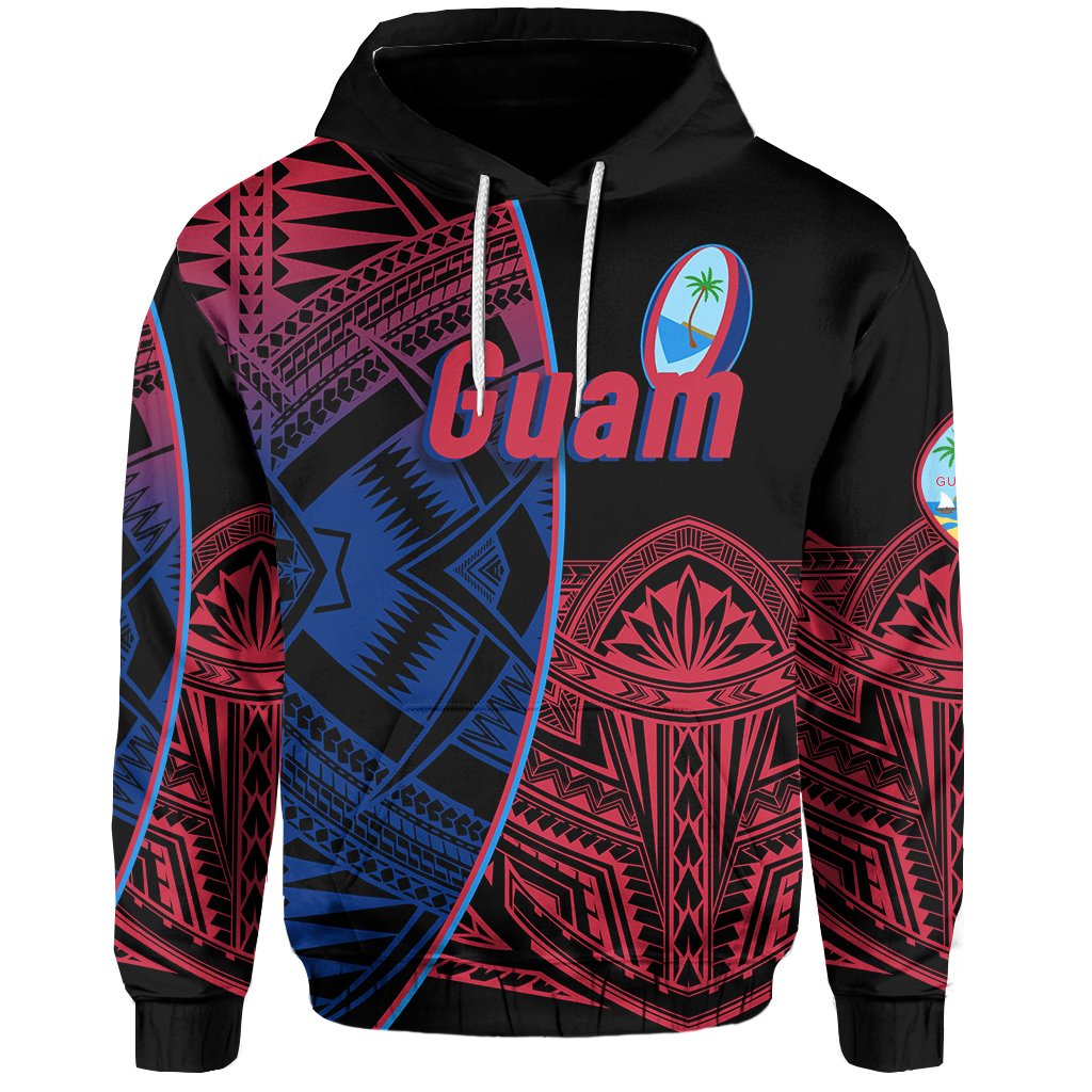 Custom Guam Rugby Hoodie Impressive Version Custom Text and Number - Polynesian Pride