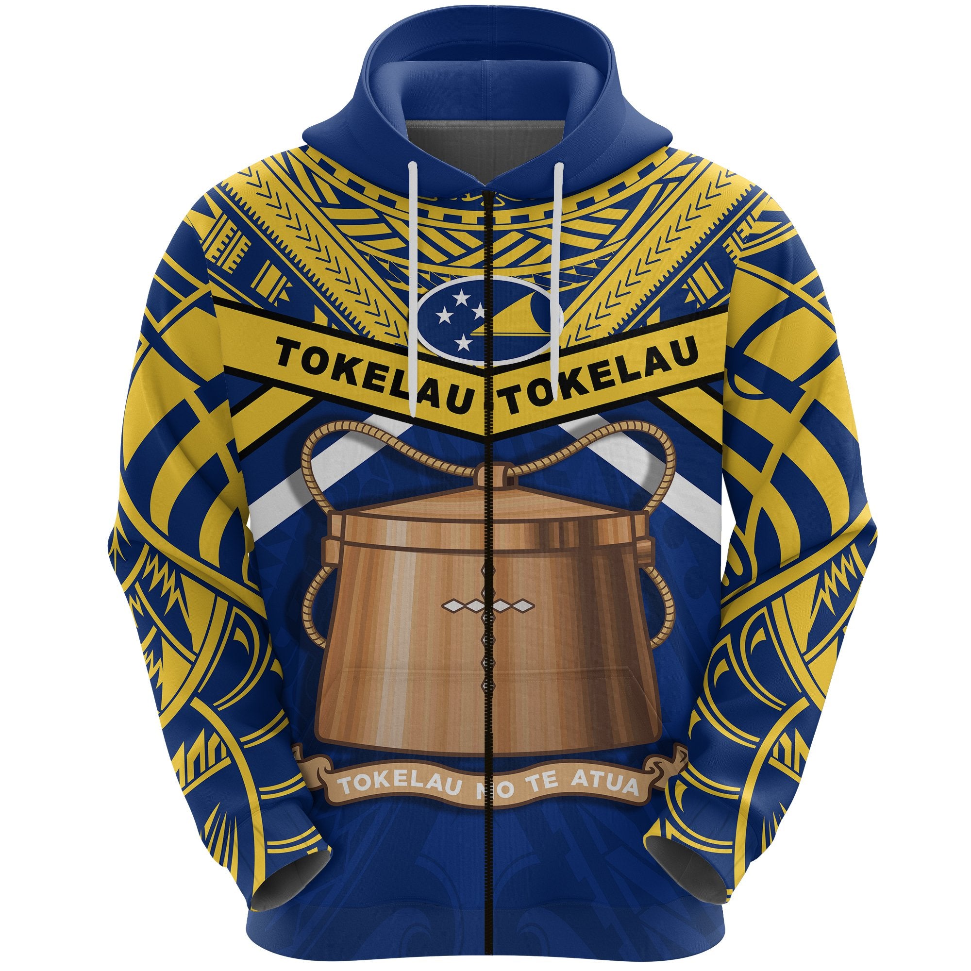 Tokelau Rugby Zip Hoodie Version Unisex Blue - Polynesian Pride