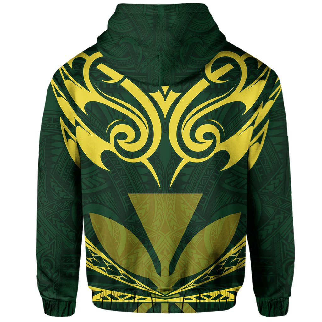 Hawaii Kanaka Polynesian Football Jersey Hoodie Green Bernice Style - Polynesian Pride