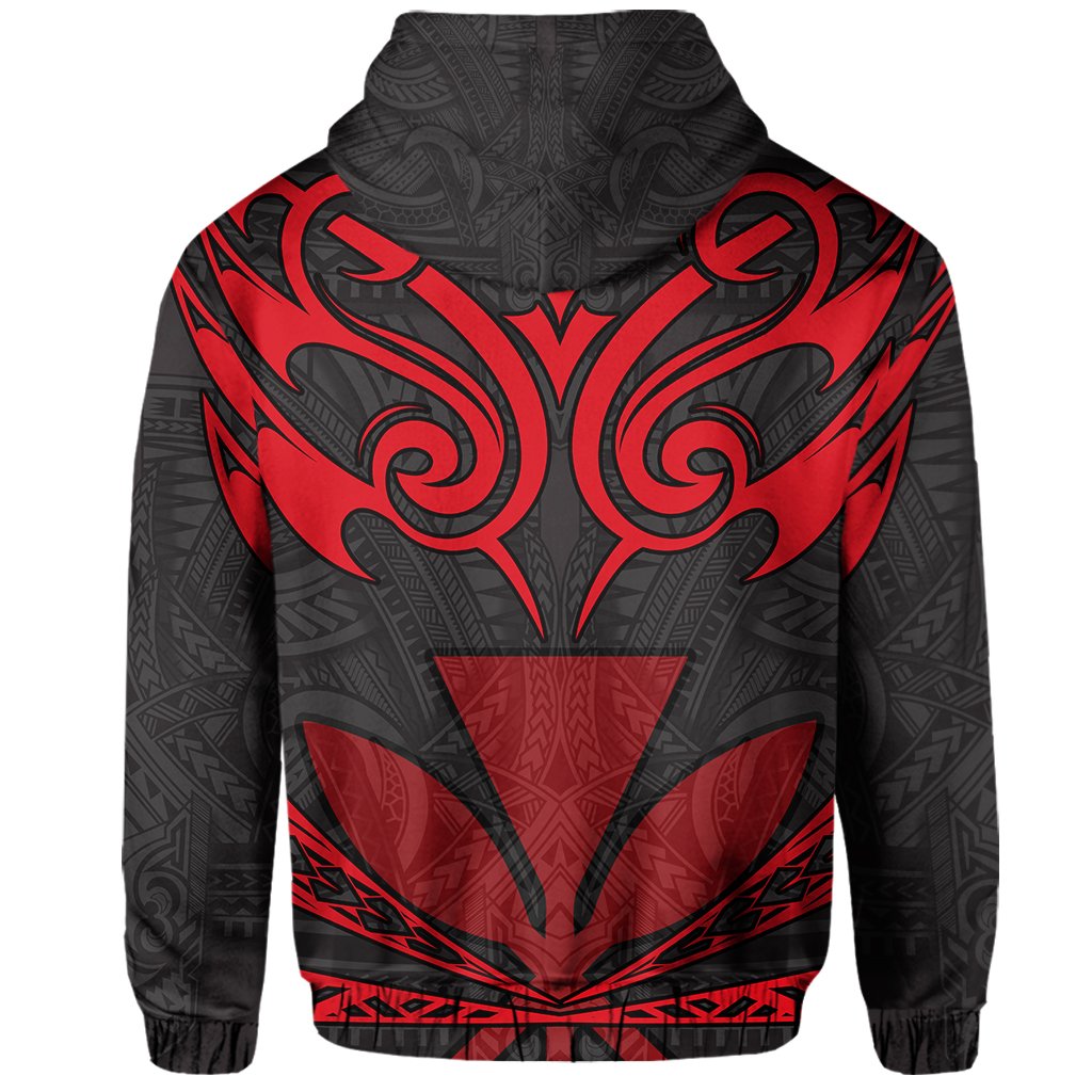 Hawaii Kanaka Polynesian Football Jersey Hoodie Grey and Red Bernice Style - Polynesian Pride