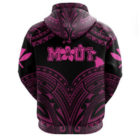 Hawaiian Kanaka Map Polynesian Maui Hoodie Zip Pink Brad Style - Polynesian Pride