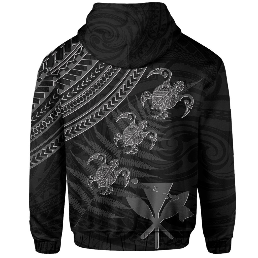 Hawaii Kanaka Turtle Fern Leaves Polynesian Hoodie Quini Style - Polynesian Pride