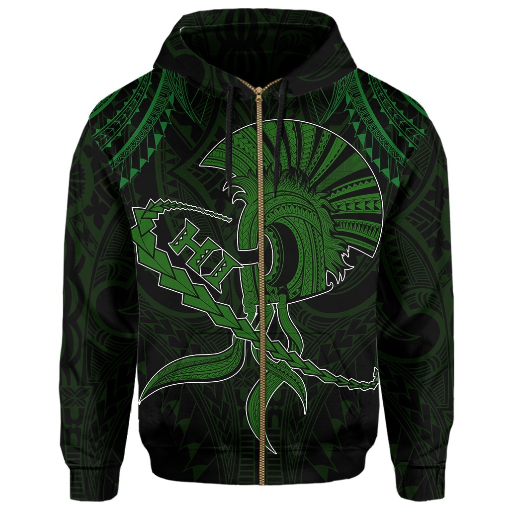 Hawaii Warrior Kanaka Polynesian Hoodie Zip Rob Style - Polynesian Pride