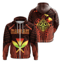 Hawaiian Kanaka Turtle Polynesian Hoodie Zip Orange Stronge Style Unisex Orange - Polynesian Pride
