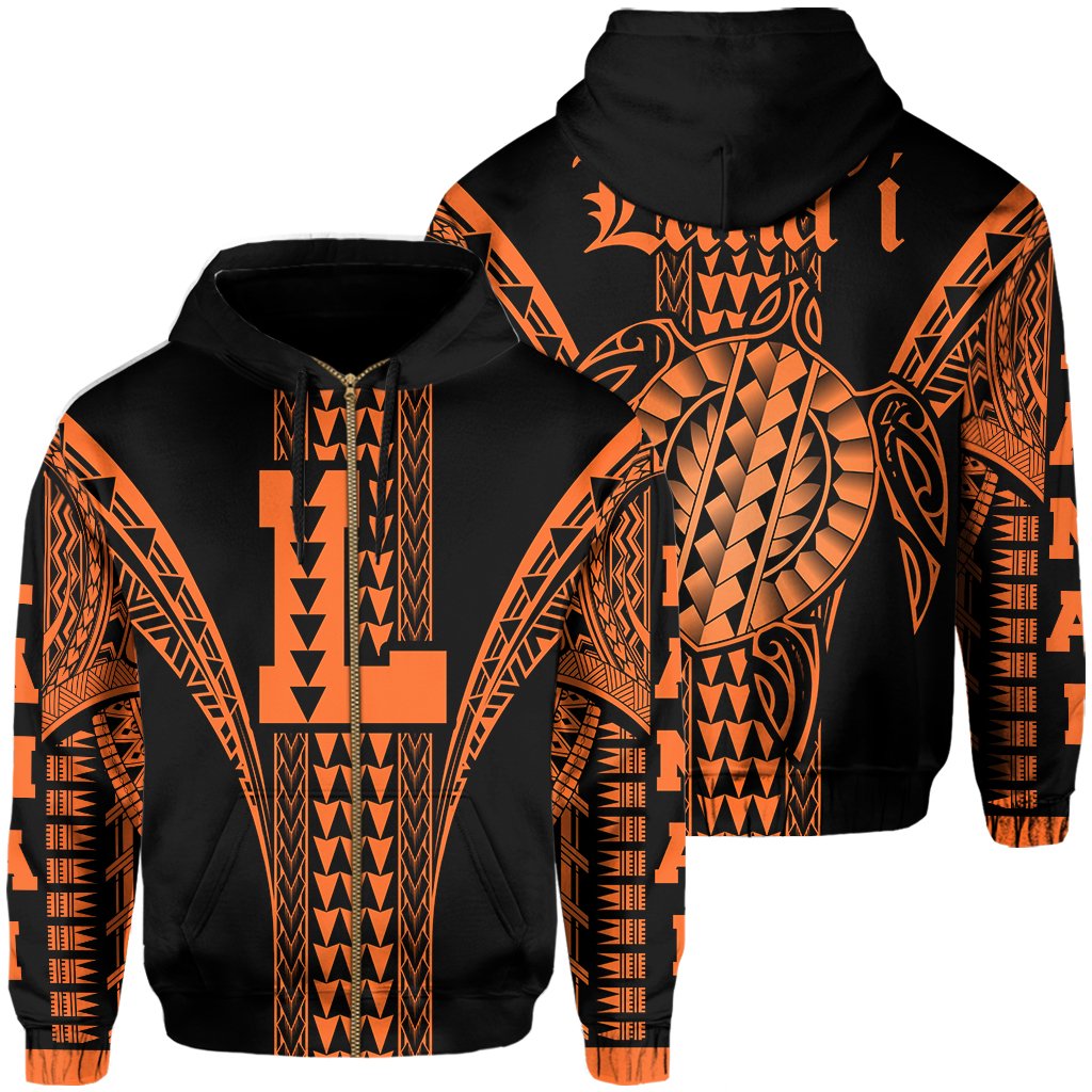 Lanai Island Polynesian Hoodie Zip Comely Style Unisex Orange - Polynesian Pride