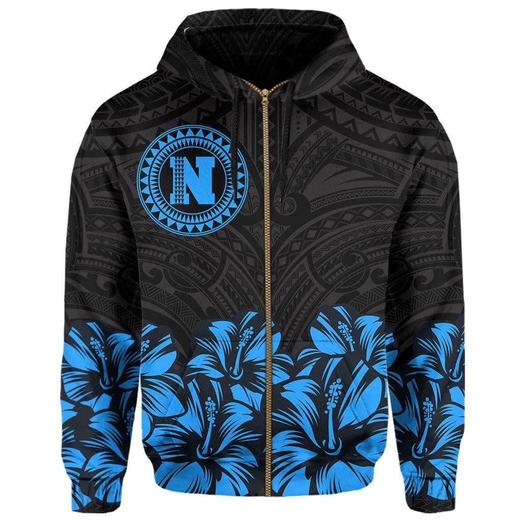 Nihoa Map Hibiscus Polynesian Hoodie Zip Lithe Style - Polynesian Pride