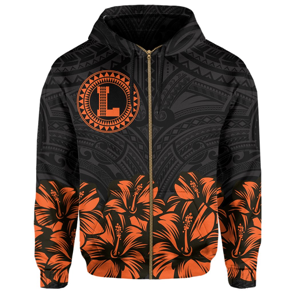 Lanai Map Hibiscus Polynesian Hoodie Zip Lithe Style - Polynesian Pride