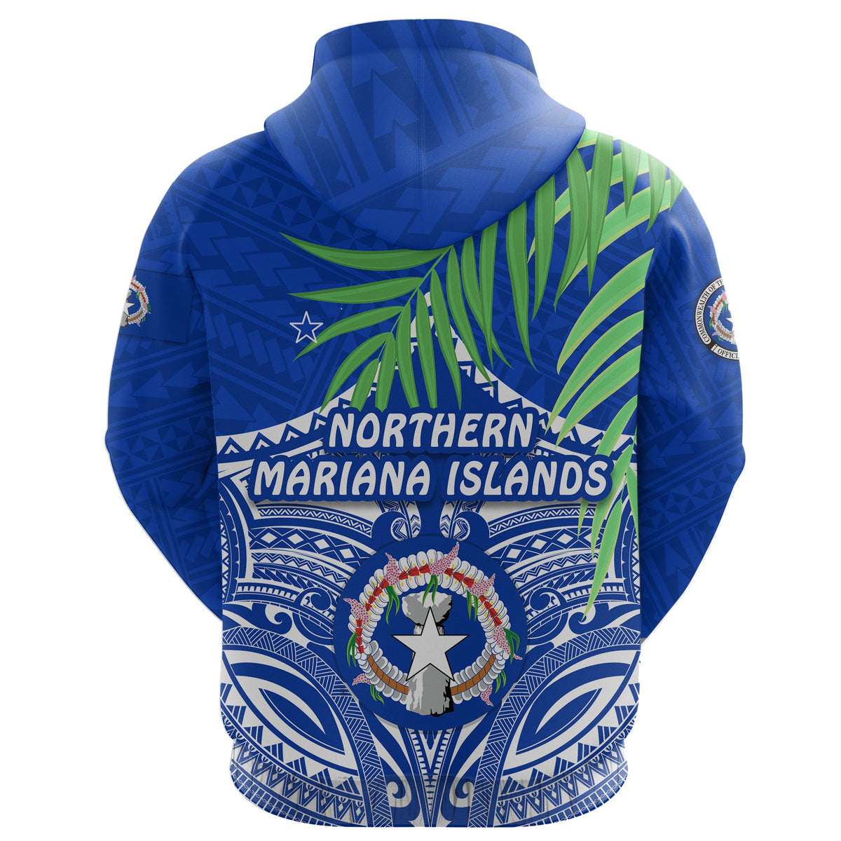 Northern Mariana Islands Rugby Zip Hoodie Coconut Leaves CNMI - Polynesian Pride