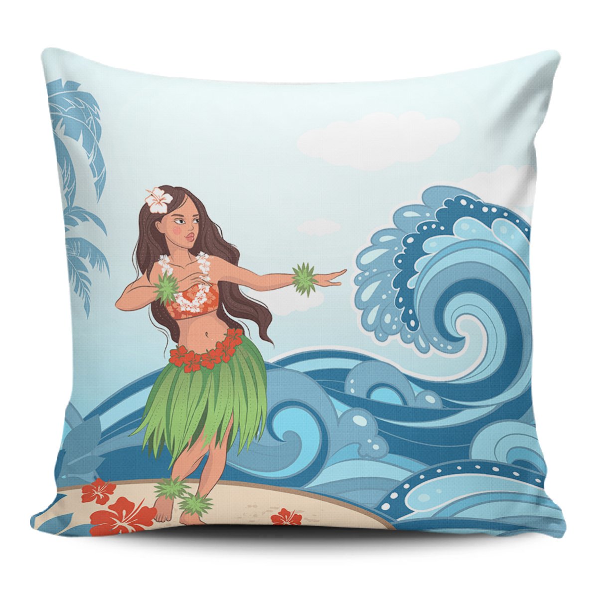 Hula Dance Cartoon Pillow Covers One Size Zippered Pillow Case 18"x18"(Twin Sides) Black - Polynesian Pride