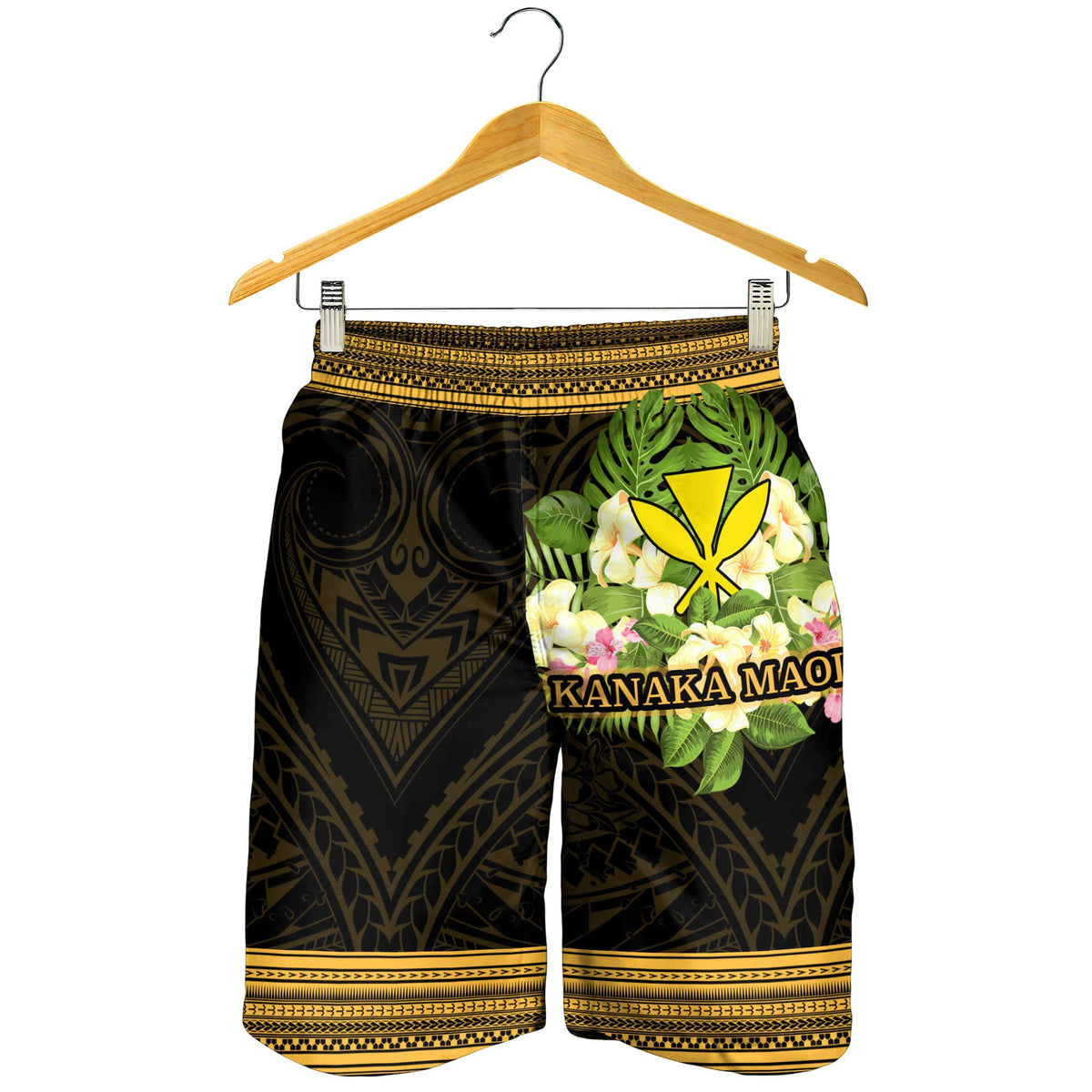 Hawaii Kanaka Maoli Men's Shorts - Polynesian Gold Patterns Collection - Polynesian Pride