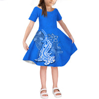 Hammerhead shark Short Sleeves Dress KID Polynesian Black Style LT6 KID Blue - Polynesian Pride