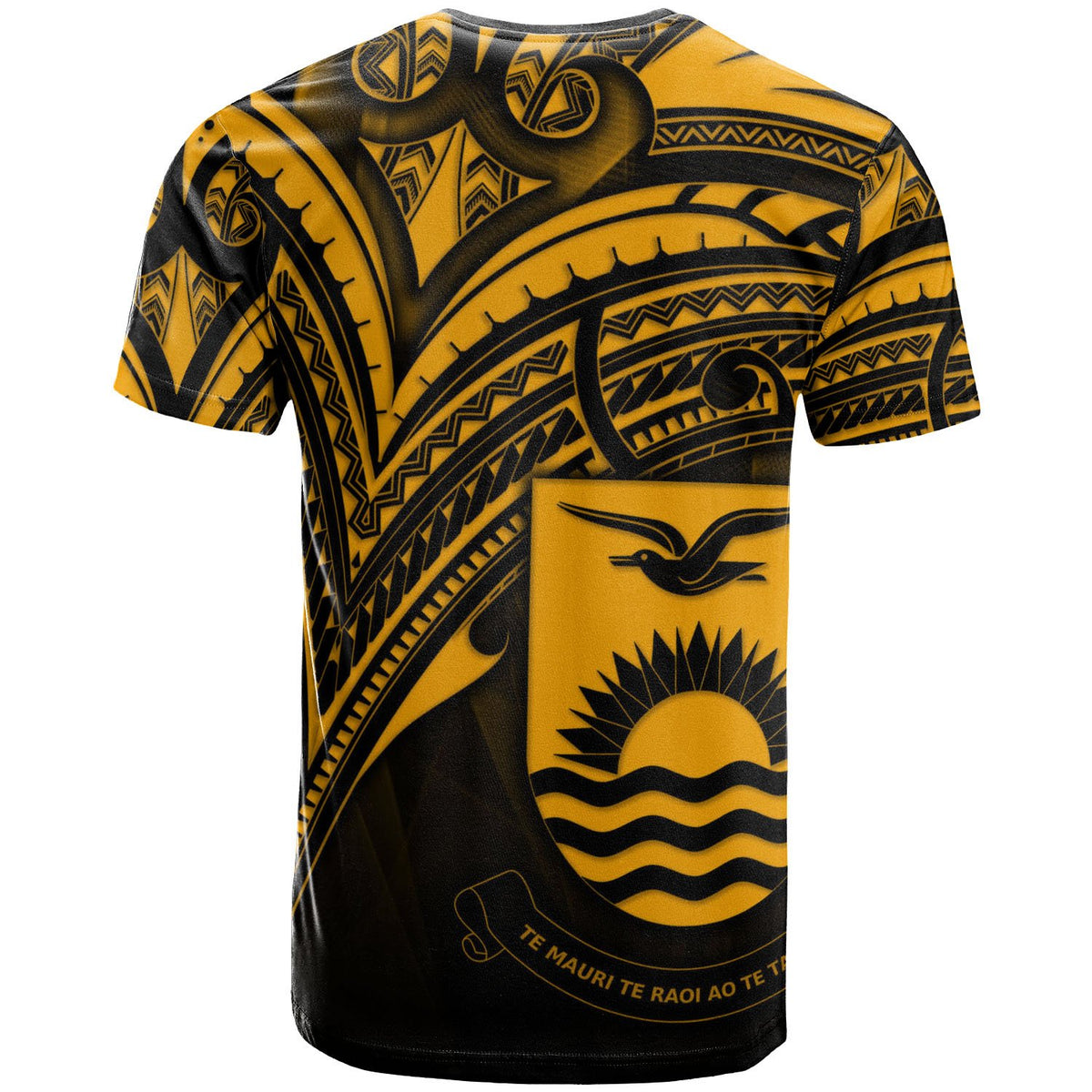 Kiribati T Shirt Gold Color Cross Style - Polynesian Pride
