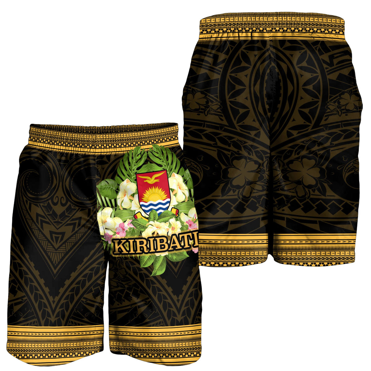 Kiribati Men's Shorts - Polynesian Gold Patterns Collection - Polynesian Pride