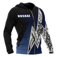 Kosrae Micronesian Zip up Hoodie White Lighting Piece - Polynesian Pride