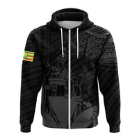 Hawaiian King Kanaka Map Polynesian Kahoolawe Hoodie Zip Grey Hala Style - Polynesian Pride