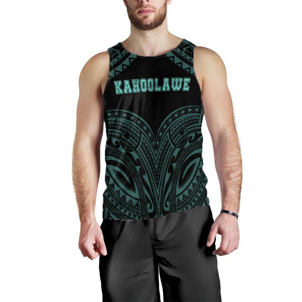 Hawaiian Kanaka Map Polynesian Kahoolawe Men's Tank Top - Turquoise - Brad Style - AH - Polynesian Pride