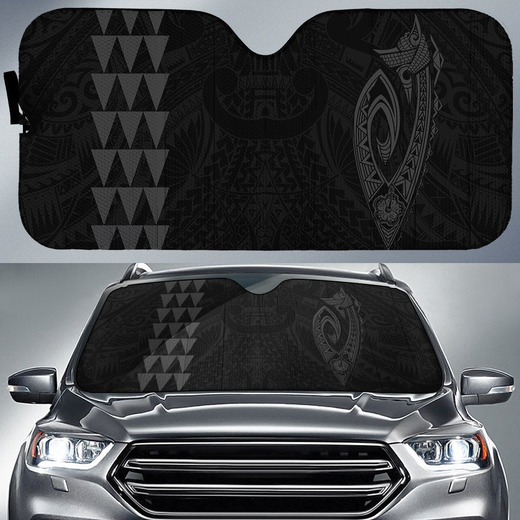 Kakau Polynesia Fish Hook Hawaii Car Sun Shade Auto Sun Shade Universal Fit Grey - Polynesian Pride
