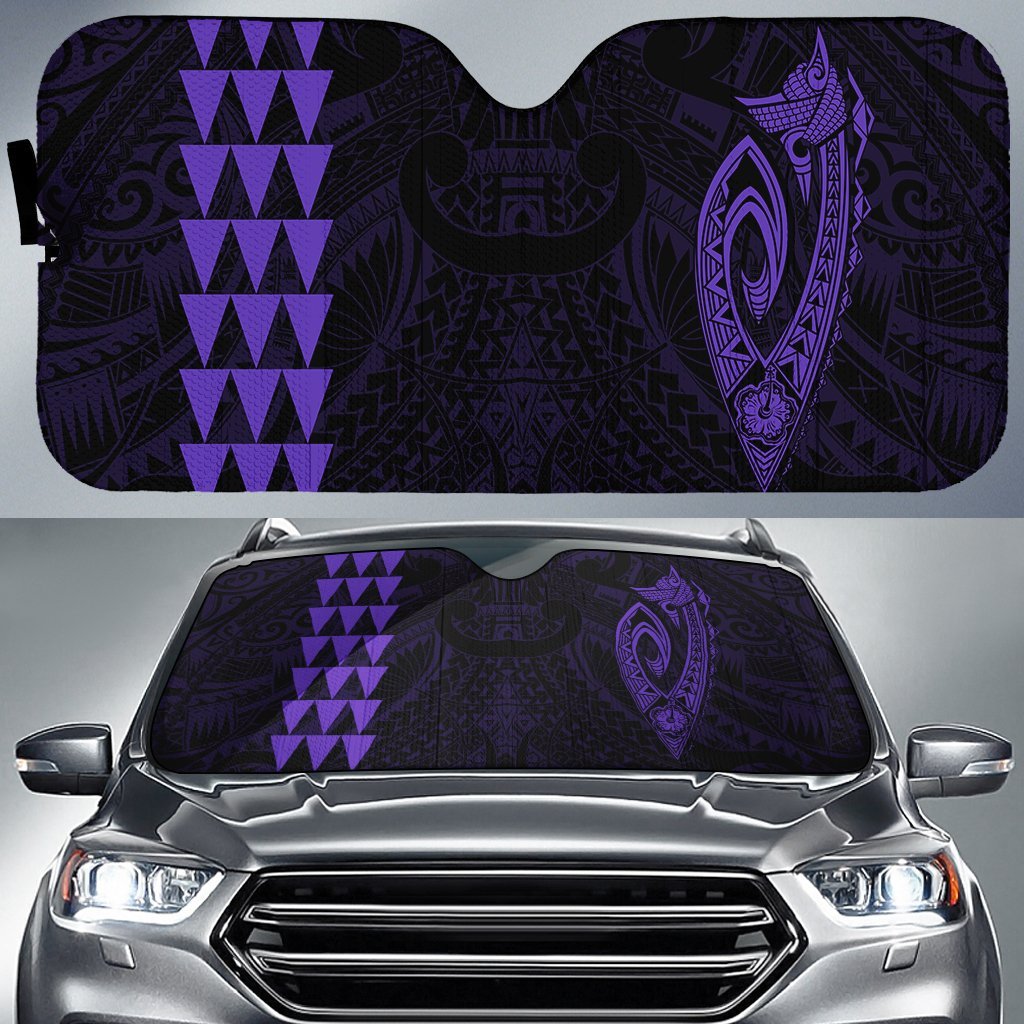 Kakau Polynesia Fish Hook Hawaii Car Sun Shade Auto Sun Shade Universal Fit Purple - Polynesian Pride