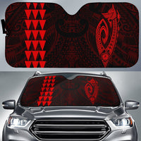 Kakau Polynesia Fish Hook Hawaii Car Sun Shade Auto Sun Shade Universal Fit Red - Polynesian Pride