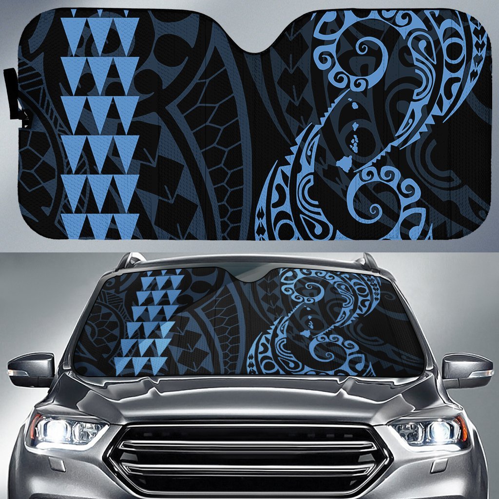 Kakau Polynesia Hawaii Car Sun Shade Auto Sun Shade Universal Fit Pastel Blue - Polynesian Pride