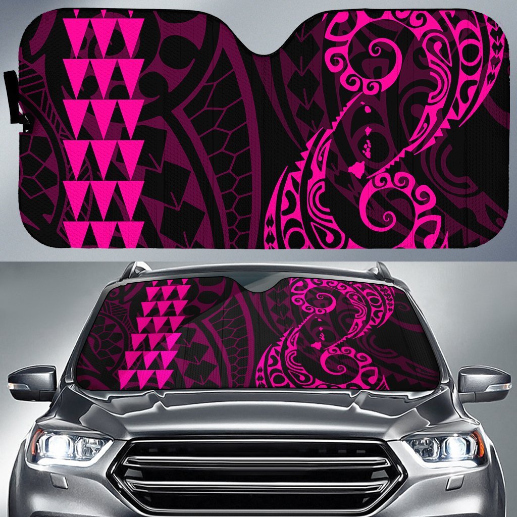 Kakau Polynesia Hawaii Car Sun Shade Auto Sun Shade Universal Fit Pink - Polynesian Pride