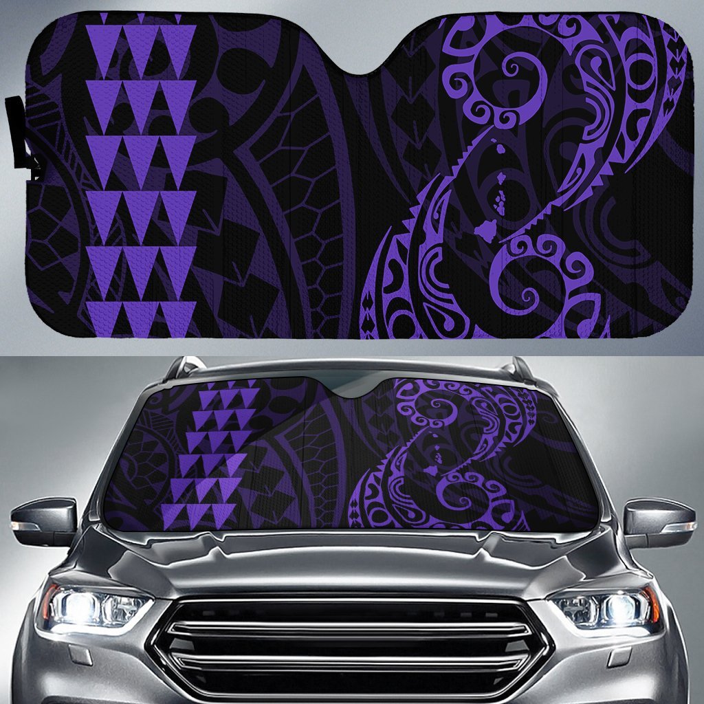 Kakau Polynesia Hawaii Car Sun Shade Auto Sun Shade Universal Fit Purple - Polynesian Pride