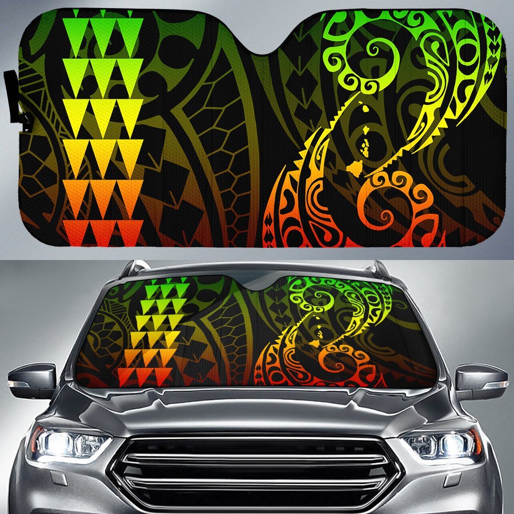 Kakau Polynesia Hawaii Car Sun Shade Auto Sun Shade Universal Fit Reggae - Polynesian Pride