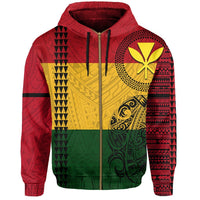 Hawaii Kanaka Flag Polynesian Hoodie Zip - Polynesian Pride