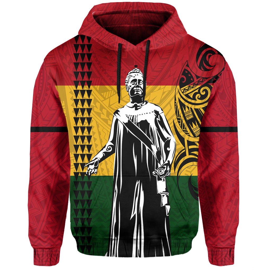 Polynesian Kakau Queen Liliuokalani Kanaka Flag of Hawaii Zip Hoodie - Polynesian Pride