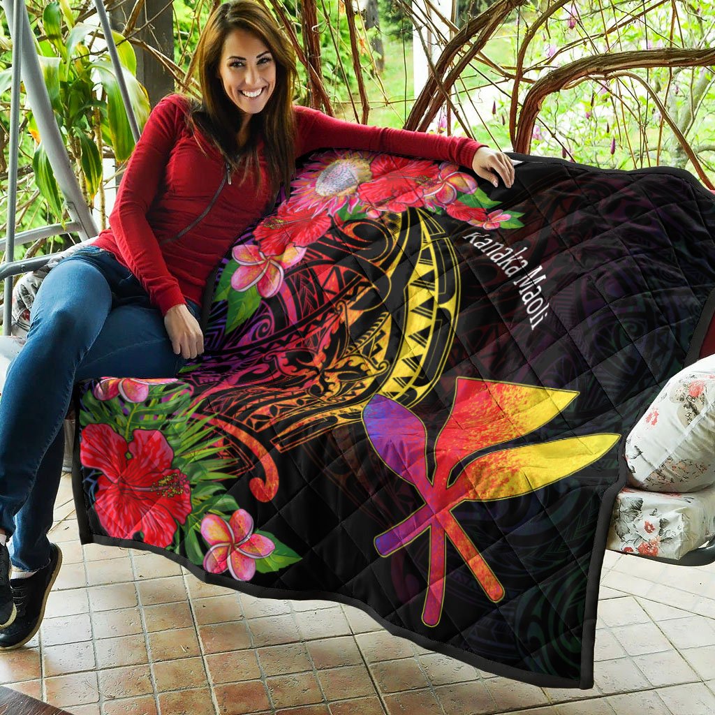 Hawaii Kanaka Maoli Premium Quilt - Tropical Hippie Style - Polynesian Pride
